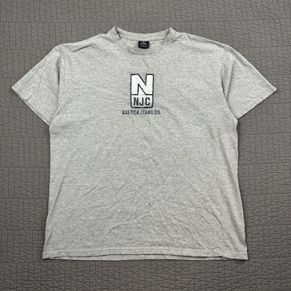 Vtg Y2K Nautica Jeans Co T Shirt Men Large Gray Nautical Graphic Tee